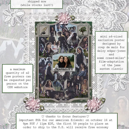 *FREE 'SENSE & SENSIBILITY' POSTER* (max 2 per customer with any order)