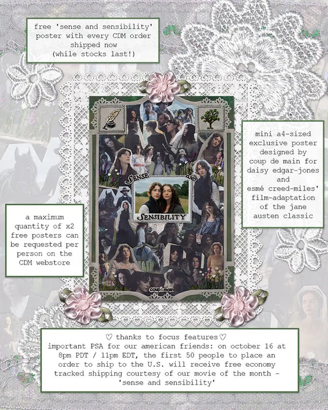 *FREE 'SENSE & SENSIBILITY' POSTER* (max 2 per customer with any order)